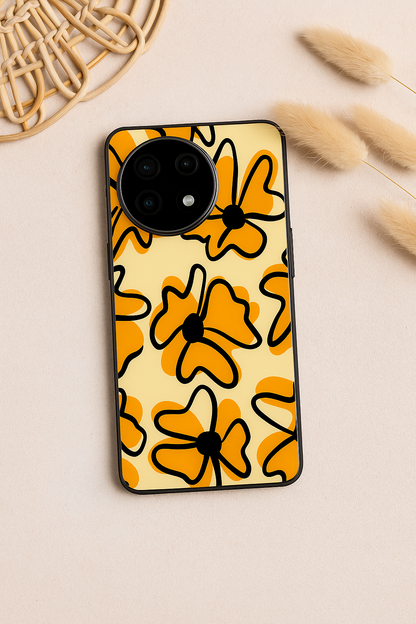 Crayon Petals Premium Glass Back Cover For One Plus 13, 12, 11, 10, Nord Series