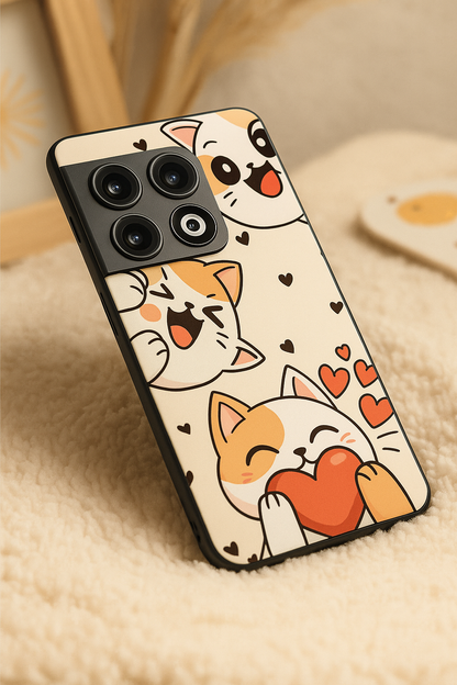 Kitty Love Premium Glass Back Cover For One Plus 13, 12, 11, 10, Nord Series