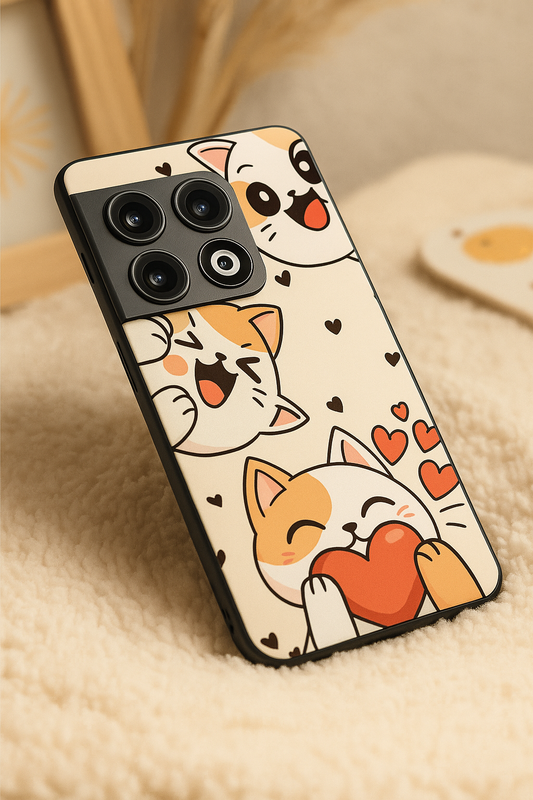Kitty Love Premium Glass Back Cover For One Plus 13, 12, 11, 10, Nord Series
