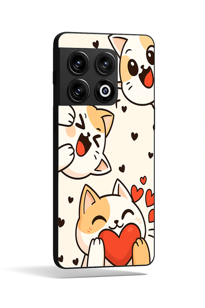 Kitty Love Premium Glass Back Cover For One Plus 13, 12, 11, 10, Nord Series