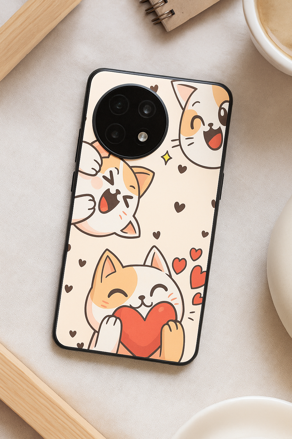 Kitty Love Premium Glass Back Cover For One Plus 13, 12, 11, 10, Nord Series