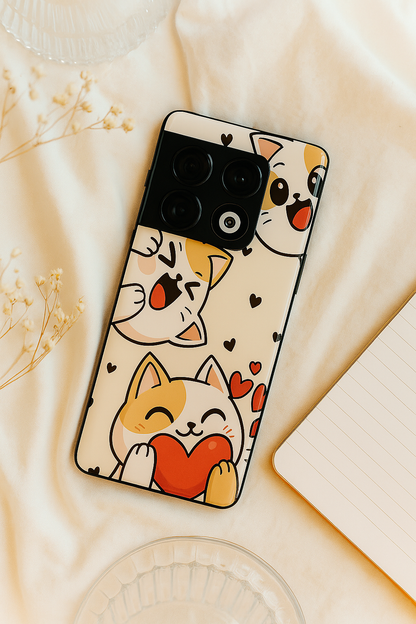 Kitty Love Premium Glass Back Cover For One Plus 13, 12, 11, 10, Nord Series