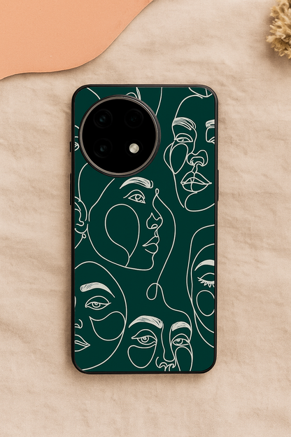 Line Art Lady Premium Glass Back Cover For One Plus 13, 12, 11, 10, Nord Series