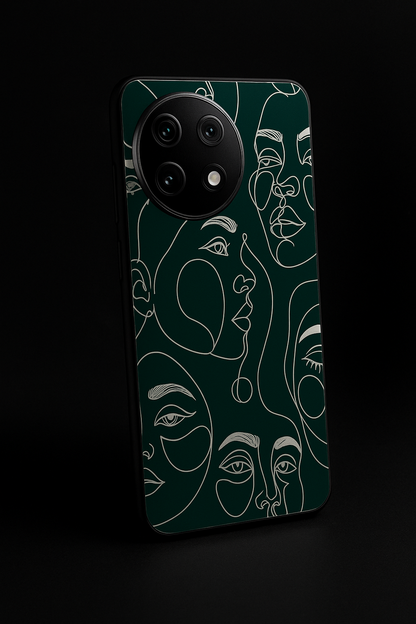 Line Art Lady Premium Glass Back Cover For One Plus 13, 12, 11, 10, Nord Series