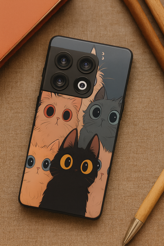 Kitty Mania Glass Back Cover For One Plus 13, 12, 11, 10, Nord Series