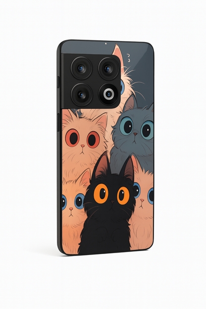 Kitty Mania Glass Back Cover For One Plus 13, 12, 11, 10, Nord Series
