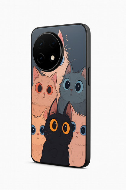 Kitty Mania Glass Back Cover For One Plus 13, 12, 11, 10, Nord Series