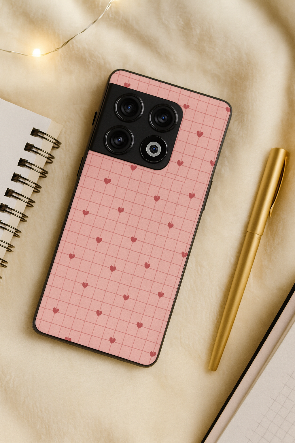 Scrap Book Hearts Glass Back Cover For One Plus 13, 12, 11, 10, Nord Series