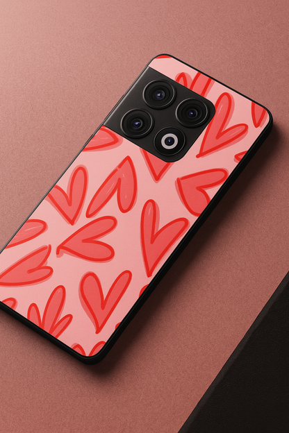 Love Doodles Glass Back Cover For One Plus 13, 12, 11, 10, Nord Series