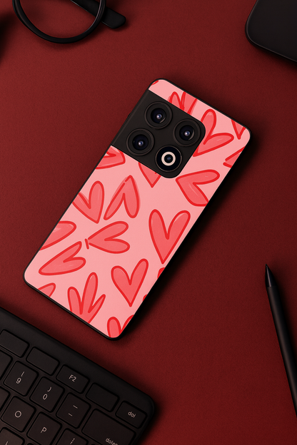 Love Doodles Glass Back Cover For One Plus 13, 12, 11, 10, Nord Series