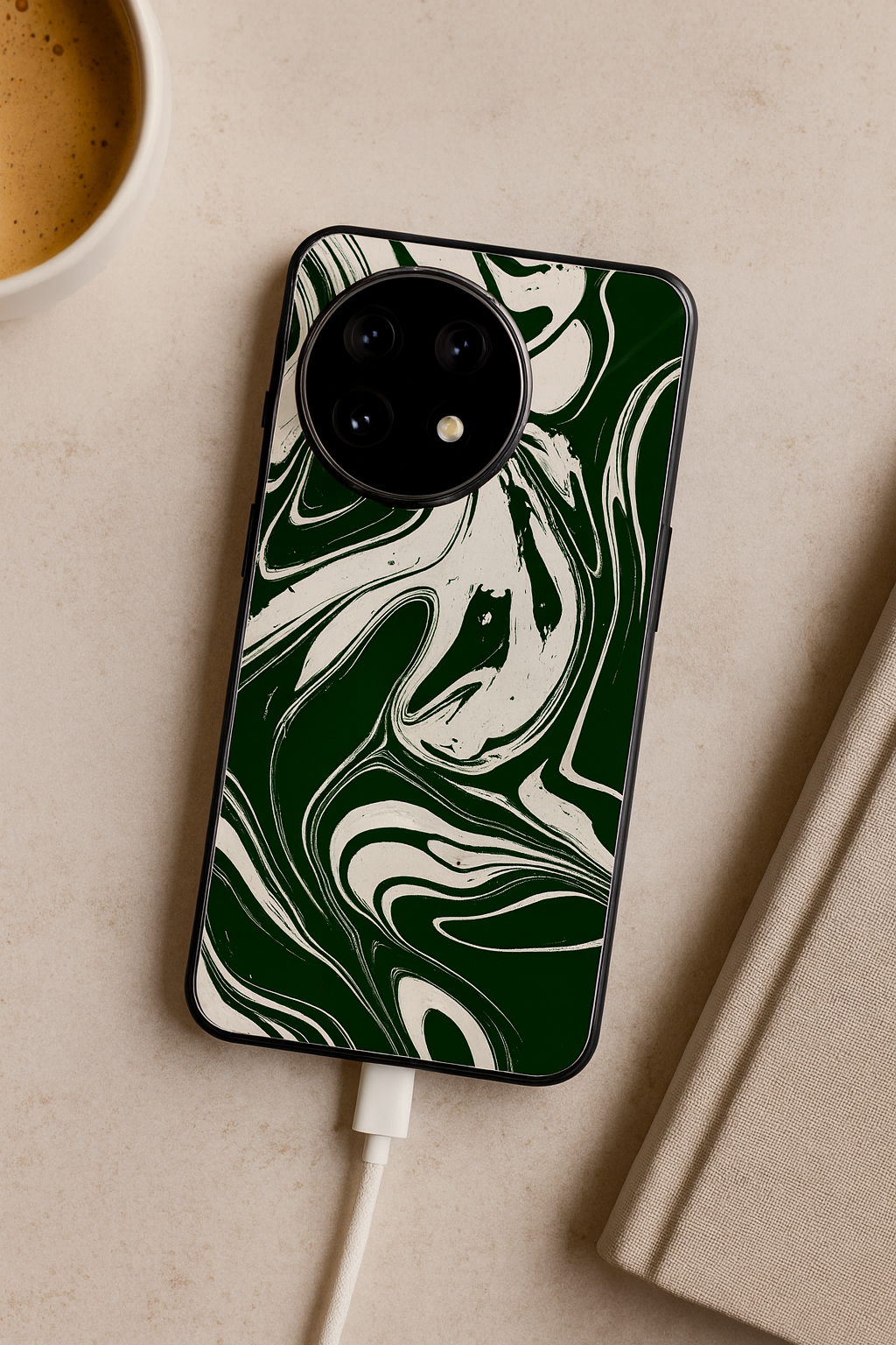 Grassy Marble Glass Back Cover For One Plus 13, 12, 11, 10, Nord Series