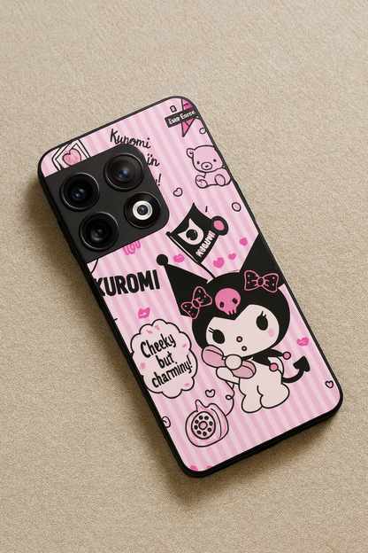 Kuromi Cat Glass Back Cover For One Plus 13, 12, 11, 10, Nord Series