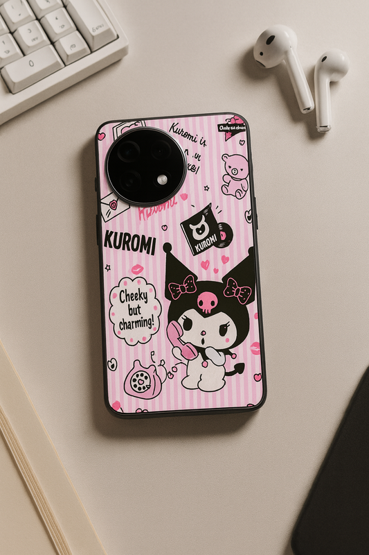Kuromi Cat Glass Back Cover For One Plus 13, 12, 11, 10, Nord Series