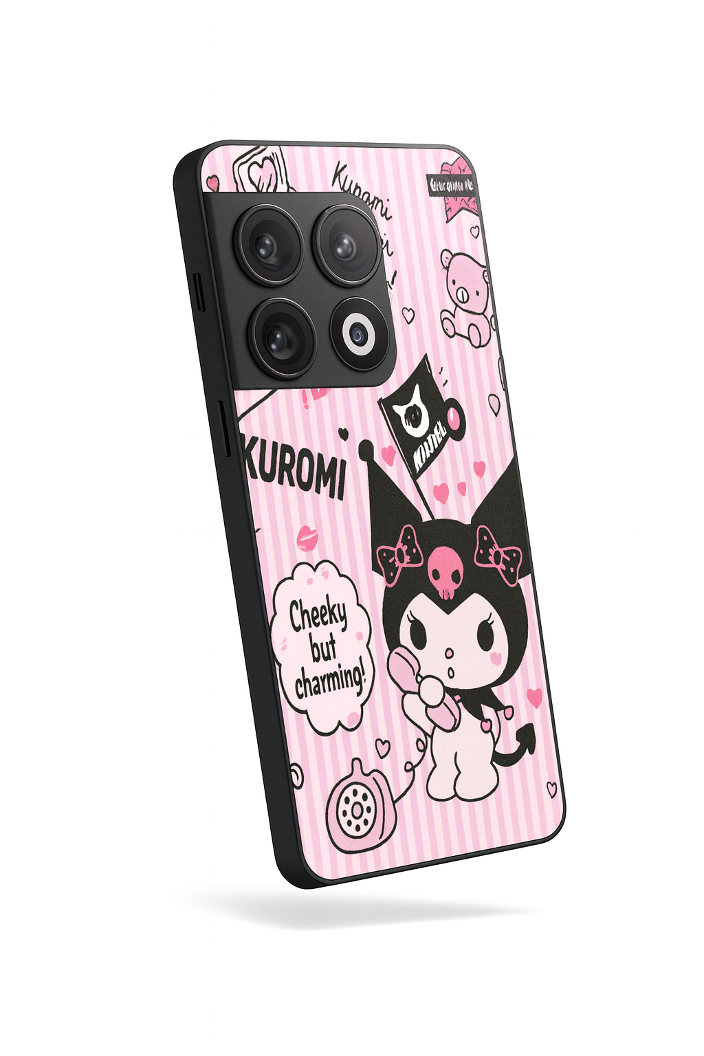 Kuromi Cat Glass Back Cover For One Plus 13, 12, 11, 10, Nord Series