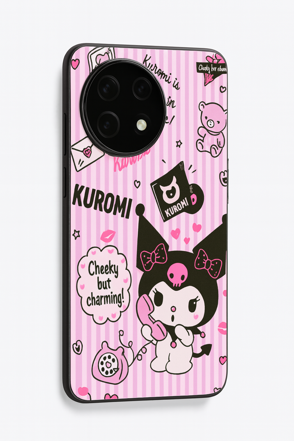 Kuromi Cat Glass Back Cover For One Plus 13, 12, 11, 10, Nord Series