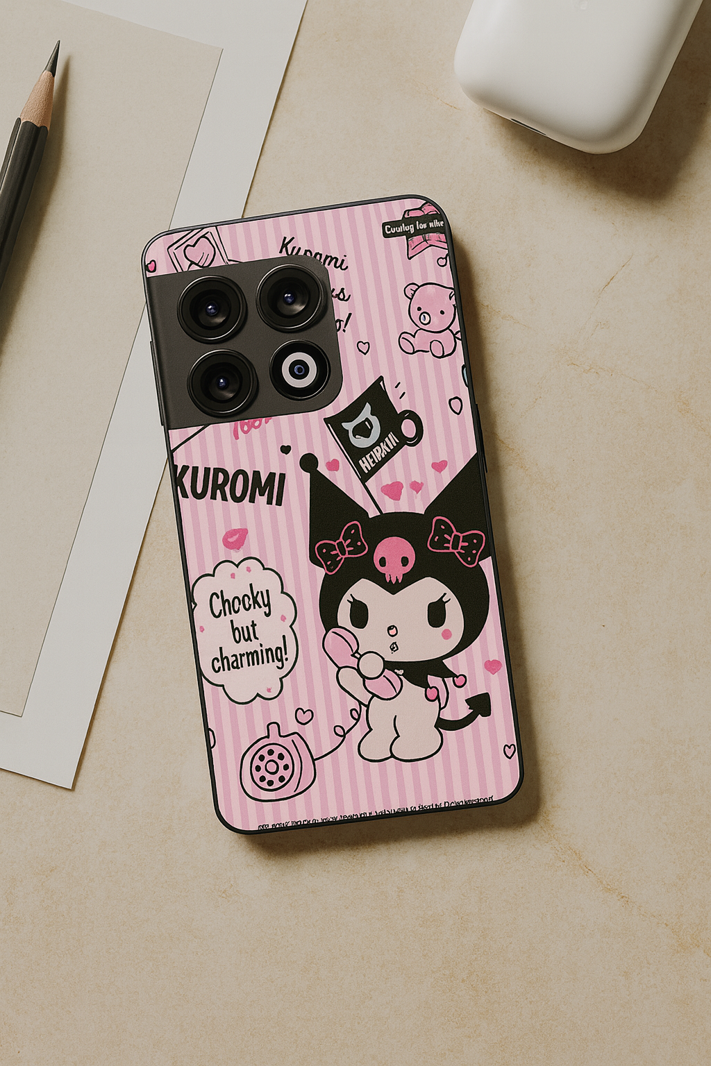 Kuromi Cat Glass Back Cover For One Plus 13, 12, 11, 10, Nord Series