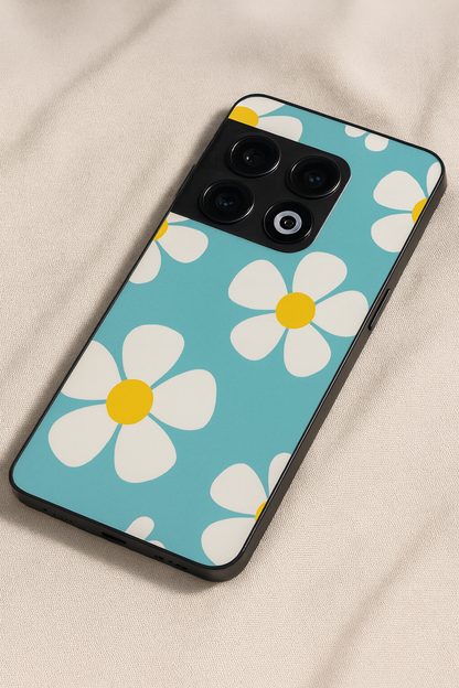 Daisy In Sea Glass Back Cover For One Plus 13, 12, 11, 10, Nord Series