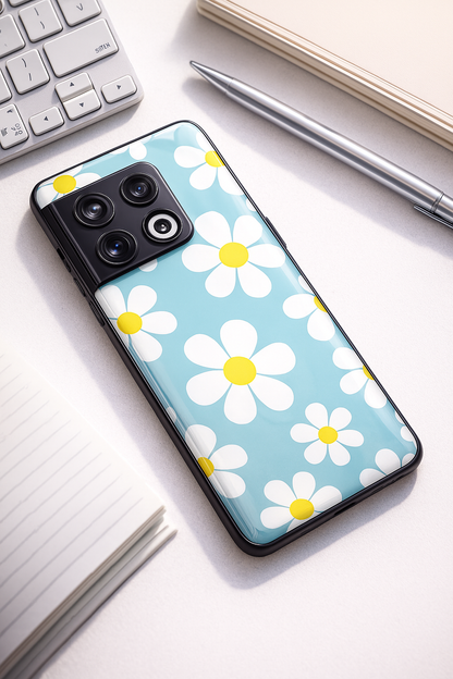 Daisy In Sea Glass Back Cover For One Plus 13, 12, 11, 10, Nord Series