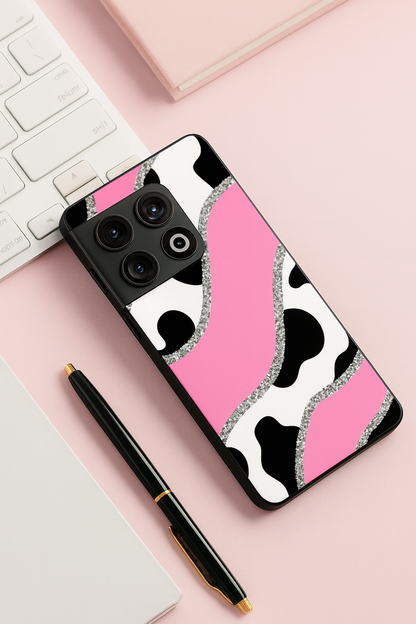 Pink Love Glass Back Cover For One Plus 13, 12, 11, 10, Nord Series