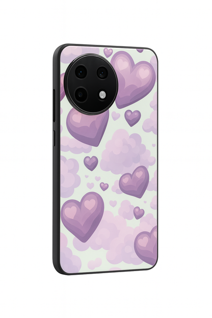 Purple Hearts Glass Back Cover For One Plus 13, 12, 11, 10, Nord Series