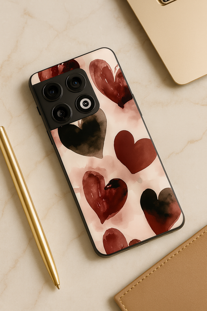 Watery Hearts Glass Back Cover For One Plus 13, 12, 11, 10, Nord Series
