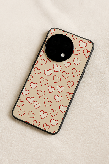 Puzzled Hearts Glass Back Cover For One Plus 13, 12, 11, 10, Nord Series