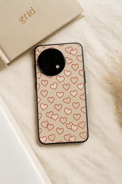 Puzzled Hearts Glass Back Cover For One Plus 13, 12, 11, 10, Nord Series