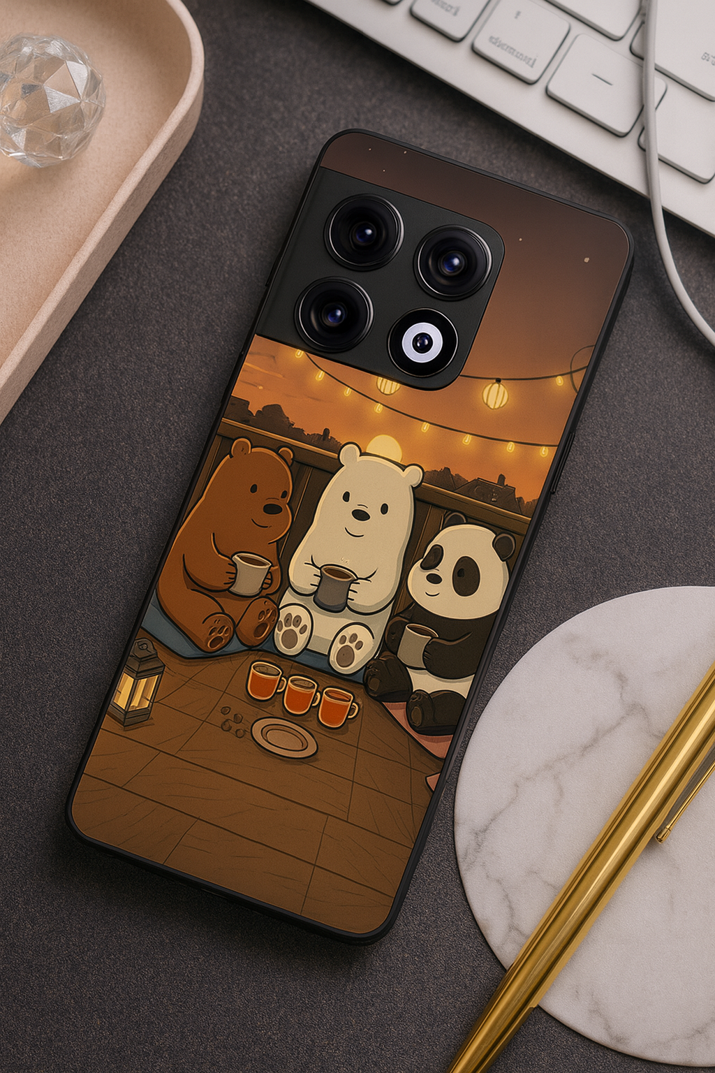 Tea Time Trio Glass Back Cover For One Plus 13, 12, 11, 10, Nord Series