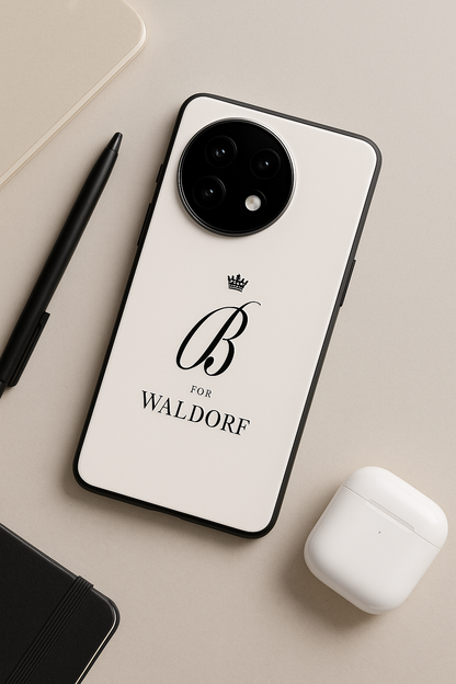 Gossip Girl Crowned Initials Glass Back Cover For One Plus 13, 12, 11, 10, Nord Series