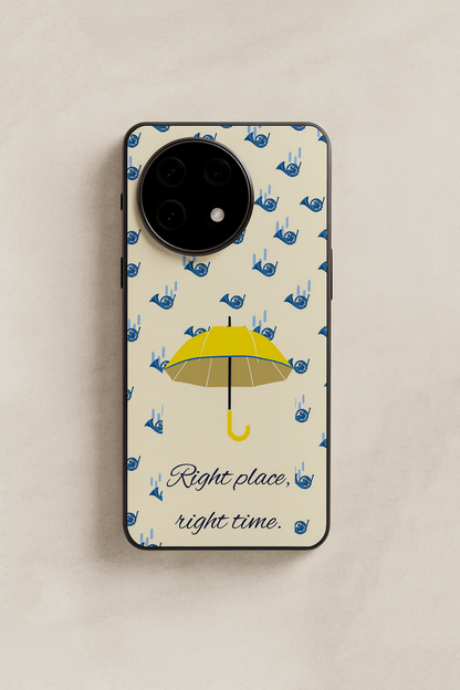 HIMYM Right Place Right Time Glass Back Cover For One Plus 13, 12, 11, 10, Nord Series