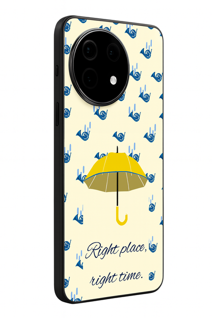 HIMYM Right Place Right Time Glass Back Cover For One Plus 13, 12, 11, 10, Nord Series
