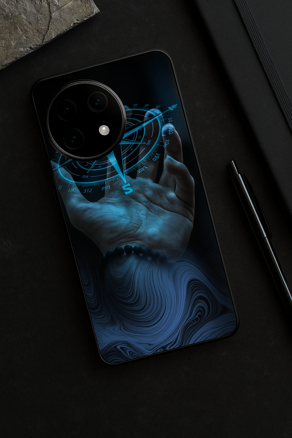 Neon Navigator Premium Glass Back Cover For One Plus 13, 12, 11, 10, Nord Serie