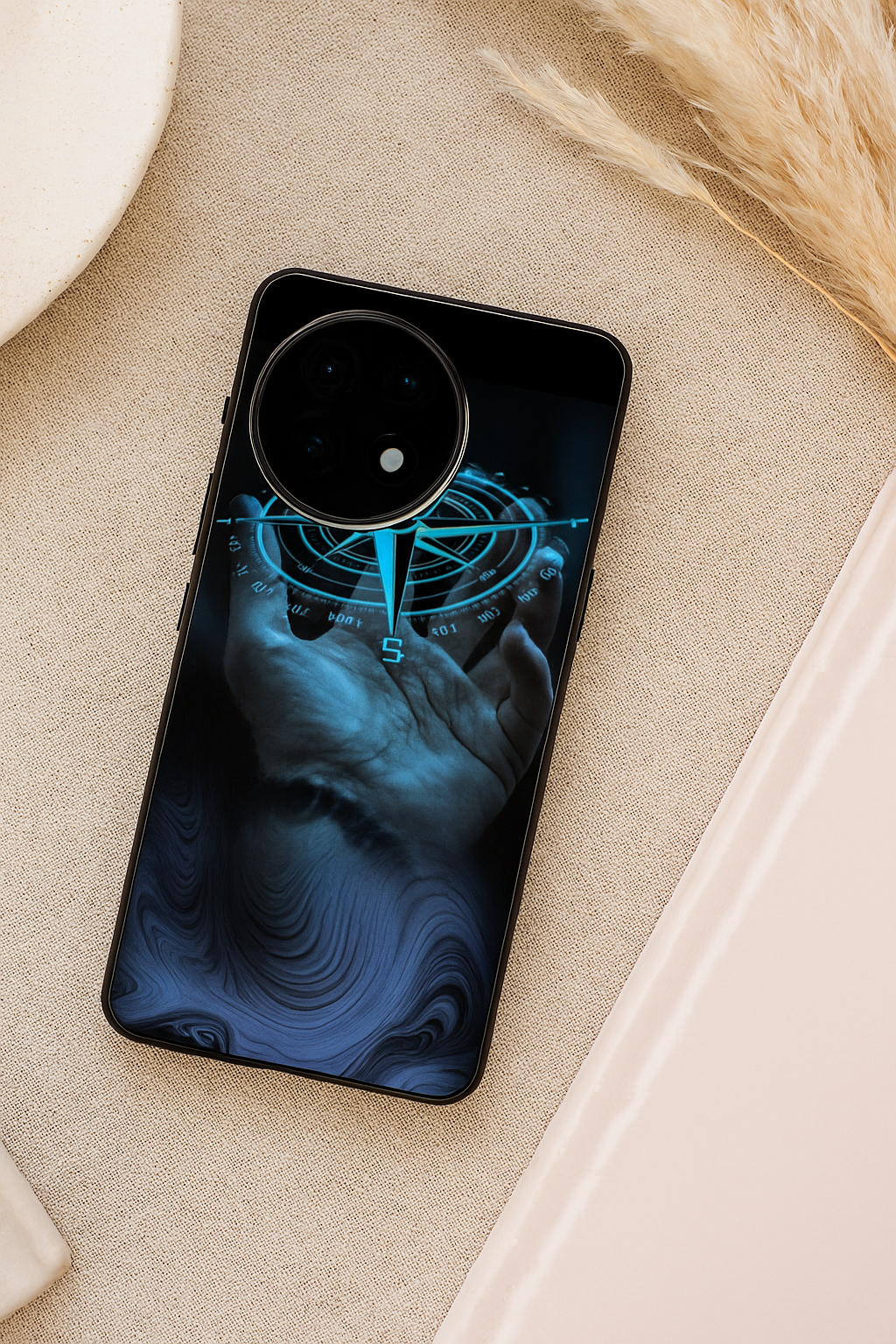 Neon Navigator Premium Glass Back Cover For One Plus 13, 12, 11, 10, Nord Serie