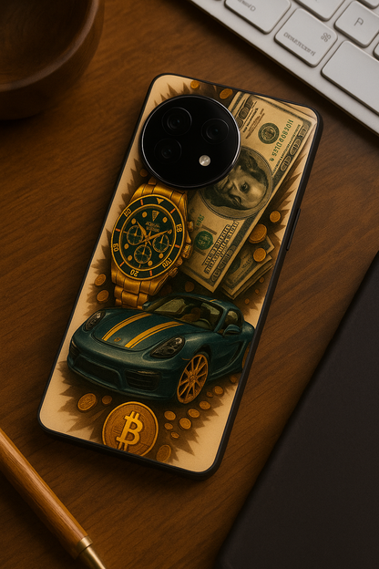 Crypto King Premium Glass Back Cover For One Plus 13, 12, 11, 10, Nord Series
