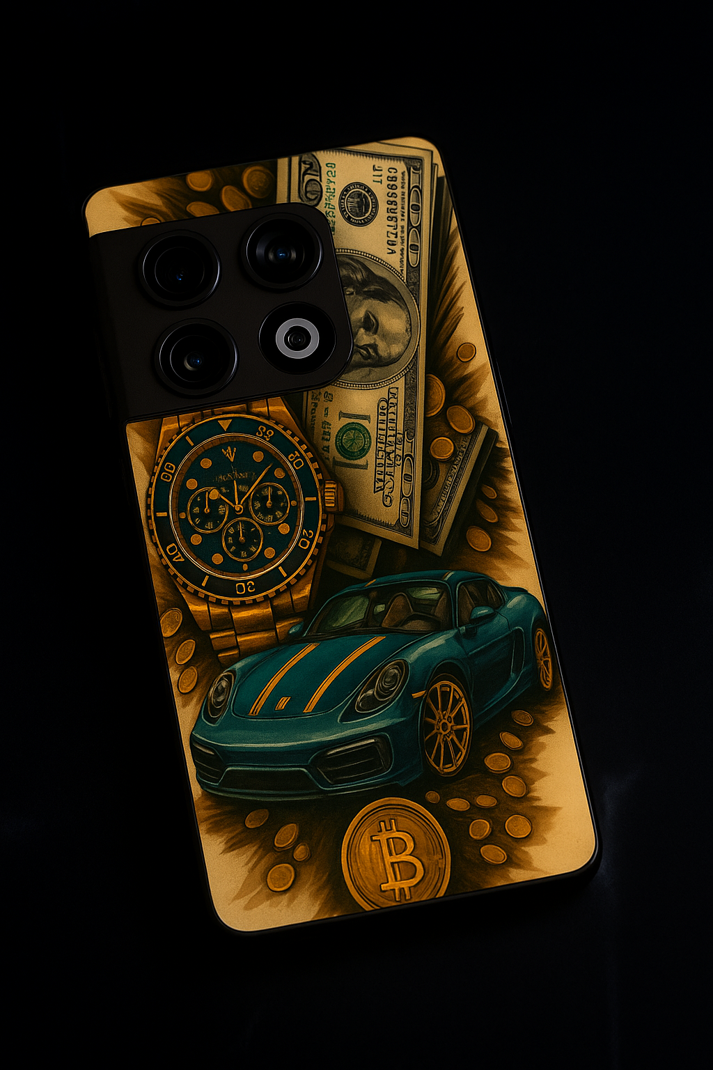 Crypto King Premium Glass Back Cover For One Plus 13, 12, 11, 10, Nord Series