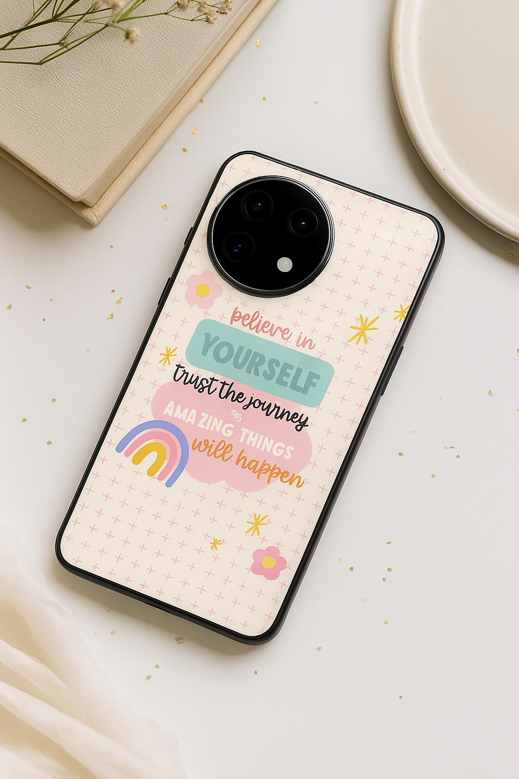 Trust The Journey Glass Back Cover For One Plus 13, 12, 11, 10, Nord Series