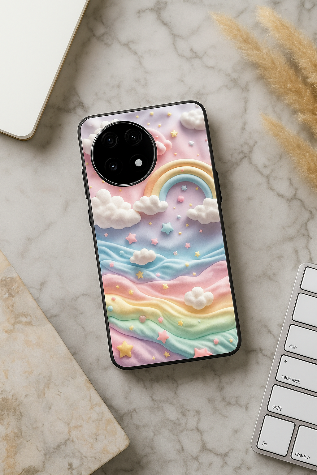 Whimsy Clouds Glass Back Cover For One Plus 13, 12, 11, 10, Nord Series