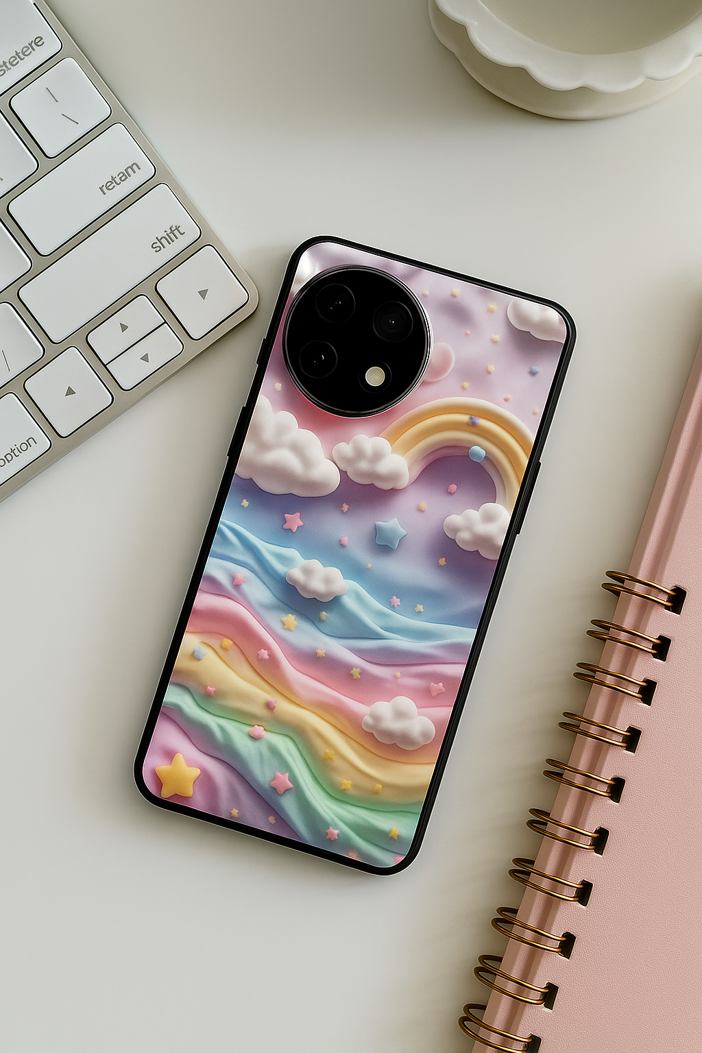 Whimsy Clouds Glass Back Cover For One Plus 13, 12, 11, 10, Nord Series