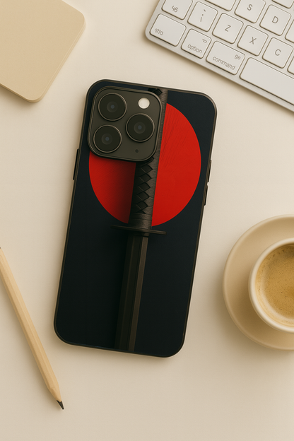 Katana Abstract Shot Theme Premium Glass Back Cover For iPhone 11,12,13,14,15,16,17 Models