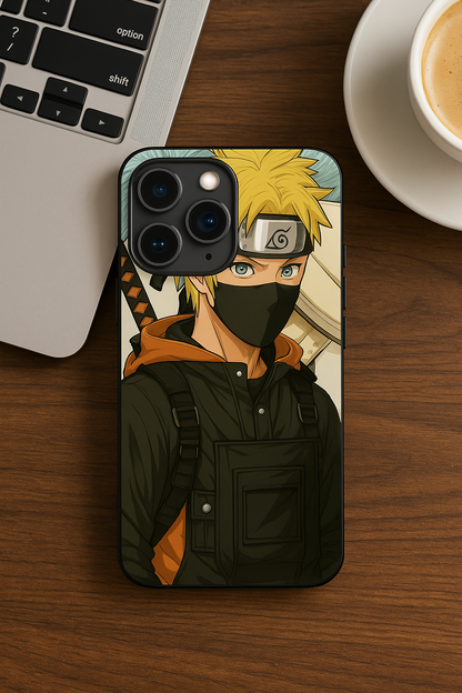 Stealthy Naruto Premium Glass Back Cover For iPhone 11,12,13,14,15,16 Models