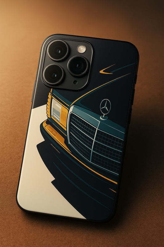 Minimal Car Sketch Premium Glass Back Cover For iPhone 11,12,13,14,15,16 Models