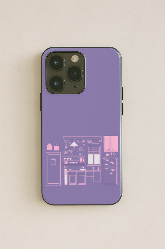 Purple Door Dreams Premium Glass Back Cover For iPhone 11,12,13,14,15,16,17 Models