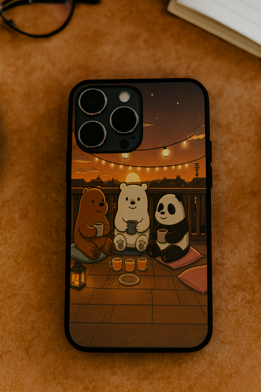 Tea Time Trio Premium Glass Back Cover For iPhone 11,12,13,14,15,16,17 Models