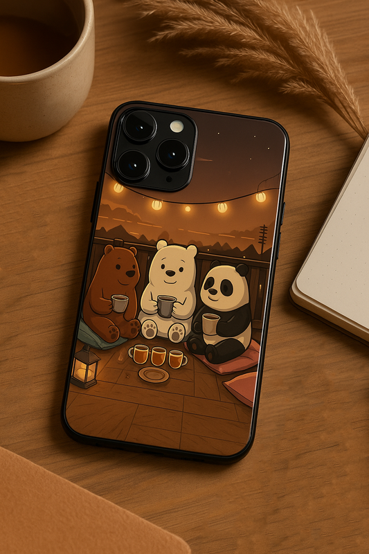 Tea Time Trio Premium Glass Back Cover For iPhone 11,12,13,14,15,16,17 Models