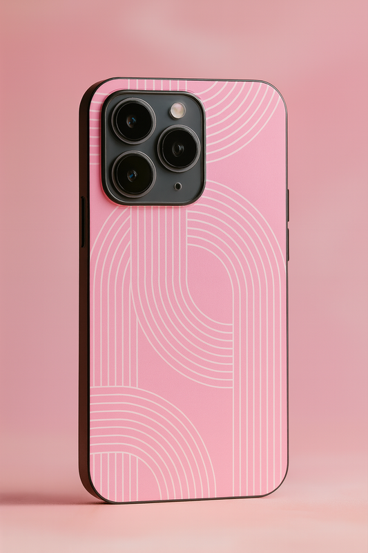 Linear Blush Premium Glass Back Cover For iPhone 11,12,13,14,15,16,17 Models