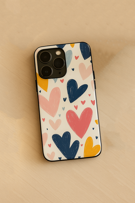 Painted Love Premium Glass Back Cover For iPhone 11,12,13,14,15,16,17 Models