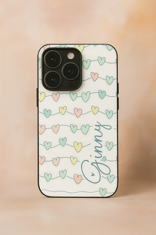 Pastel Strings Personalised Name Premium Glass Back Cover For iPhone 11,12,13,14,15,16 Models