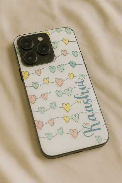 Candy Loops Personalised Name Premium Glass Back Cover For iPhone 11,12,13,14,15,16 Models