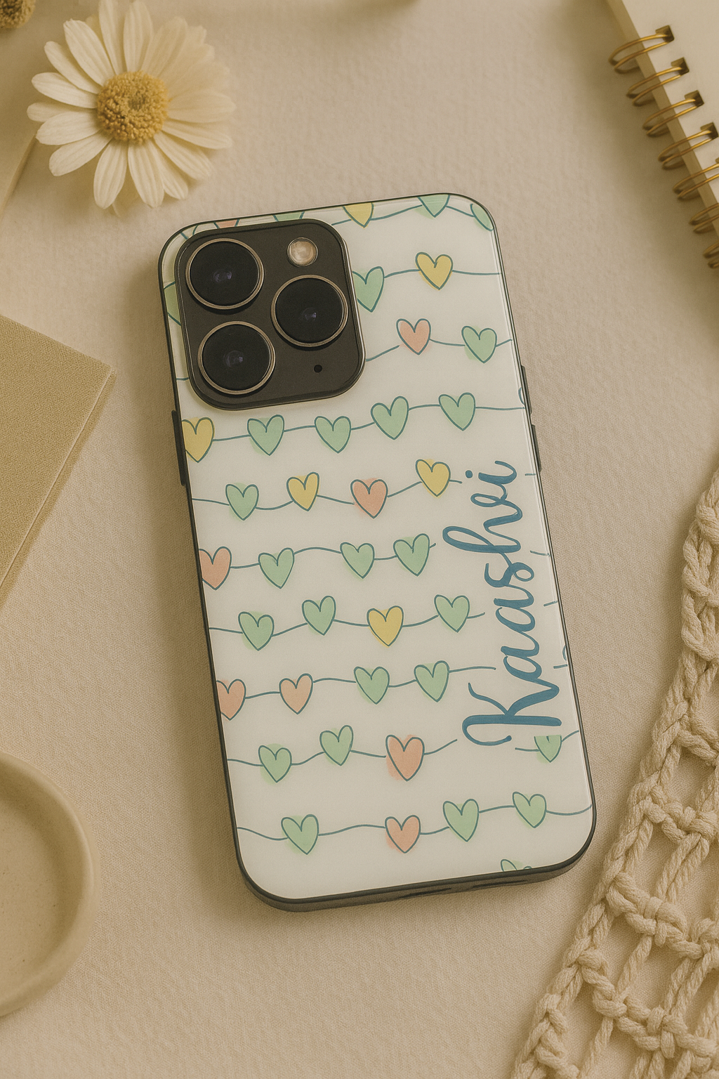 Candy Loops Personalised Name Premium Glass Back Cover For iPhone 11,12,13,14,15,16 Models