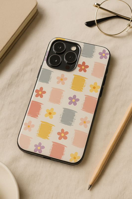 Pastel Play  Premium Glass Back Cover For iPhone 11,12,13,14,15,16,17 Models